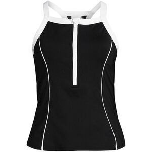 Land’s End Plus Regular sizes zip front soft cup tankini black white Various